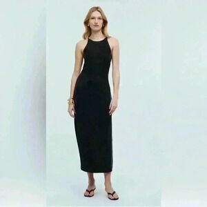 NWT MADEWELL Women's Size 12 Crisscross Midi Slip Dress in Cupro Blend Black